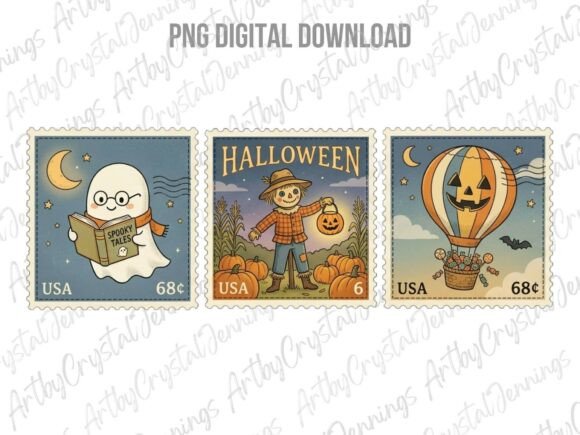 Download Vintage Halloween Postage Stamp PNG - Vintage Collection