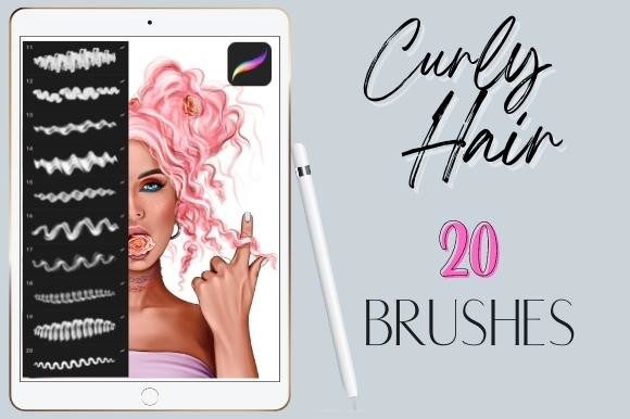 Download Procreate Curly Wavy Hair Brushes Set - Hair brush Collection