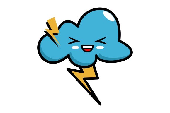 Download Kawaii Clouds with Lightning - Kawaii clouds Collection