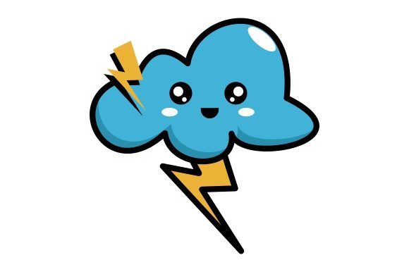 Download Kawaii Clouds with Lightning - Kawaii clouds Collection