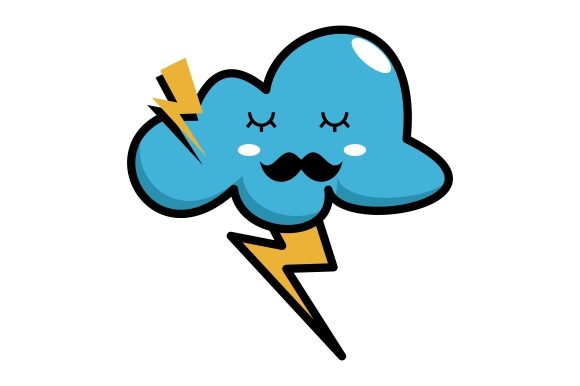 Download Kawaii Clouds with Lightning - Premium Resources