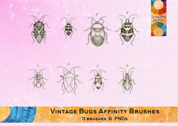 Download Vintage Bug Stamps &amp; Affinity Brush Set - Vintage Collection