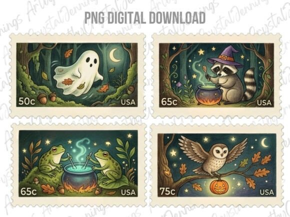 Download Halloween Vintage Postage Stamp PNG - Vintage Collection