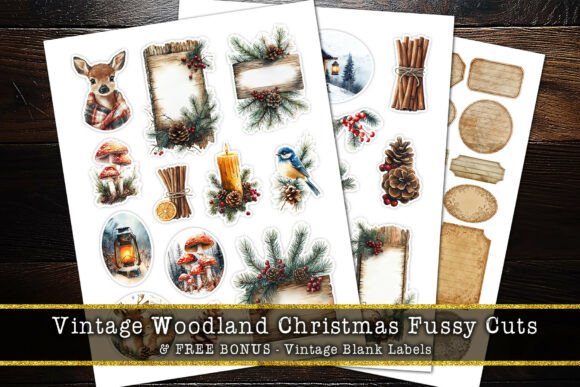 Download Vintage Woodland Christmas Fussy Cuts - Vintage Collection
