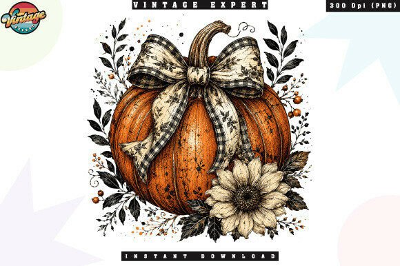 Download Vintage Pumpkin Sunflower Autumn PNG - Vintage Collection