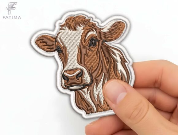 Download Realistic Cow Head Patch Embroidery File - Premium Resources
