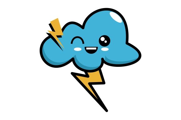 Download Kawaii Clouds with Lightning - Kawaii clouds Collection
