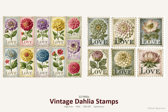 Download Vintage Dahlia Stamps - Vintage Collection