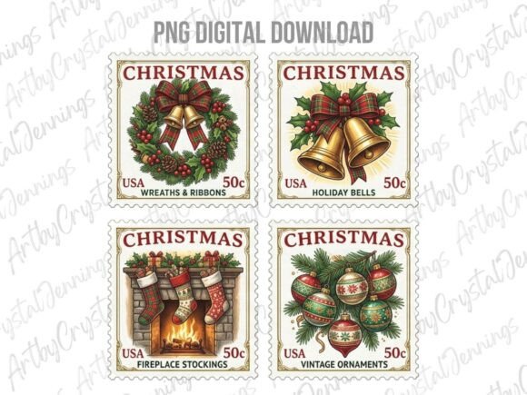 Download Vintage Christmas Stamp Clipart PNG - Vintage Collection