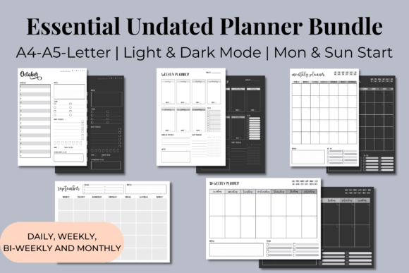 Download Essential Undated Planner Bundle #4 - Undated planner Collection