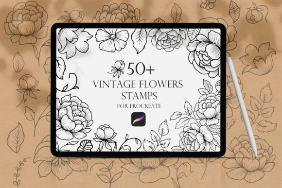 Download Vintage Flowers Procreate Stamps - Vintage Collection
