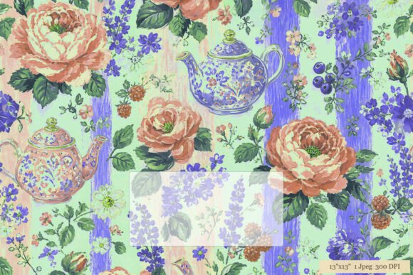 Download Vintage Rose Teapot Floral Pattern - Vintage Collection