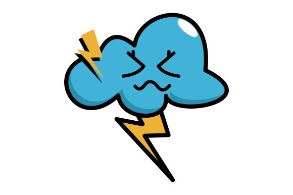 Download Kawaii Clouds with Lightning - Kawaii clouds Collection