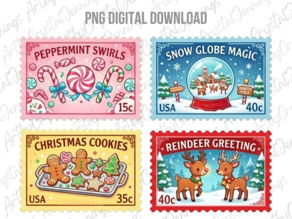 Download Vintage Christmas Postage Stamp PNG - Vintage Collection