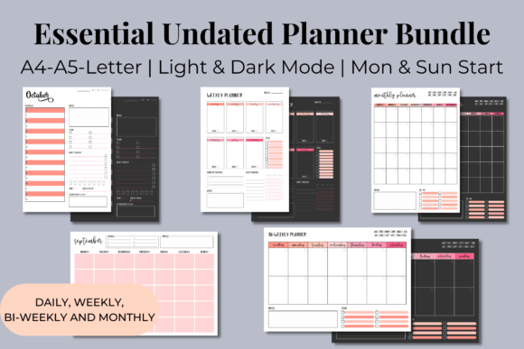 Download Essential Undated Planner Bundle #5 - Undated planner Collection