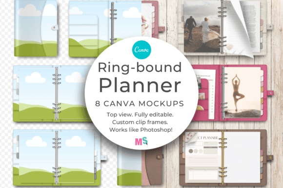 Download Ring-Bound Planner Mockup for Canva - Planner mockup Collection