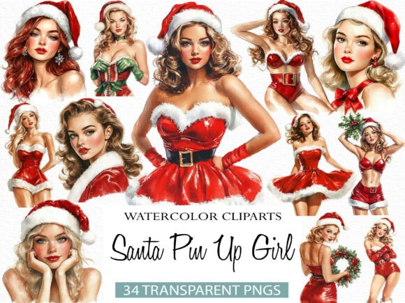 Download Vintage Santa Pin Up Girl Clipart - Vintage Collection